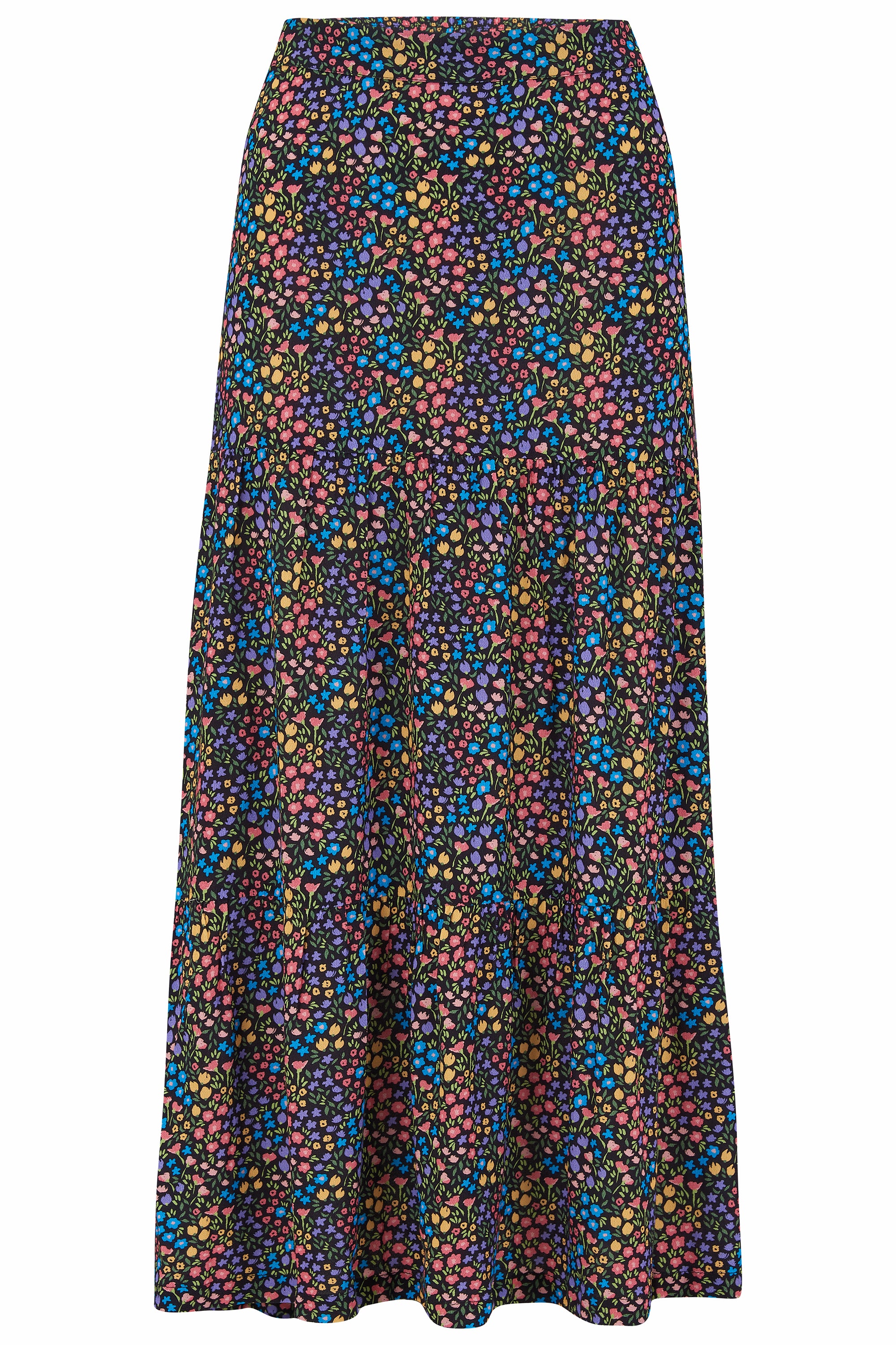Felicity Tiered Skirt - Black/Multi, Ditsy Floral