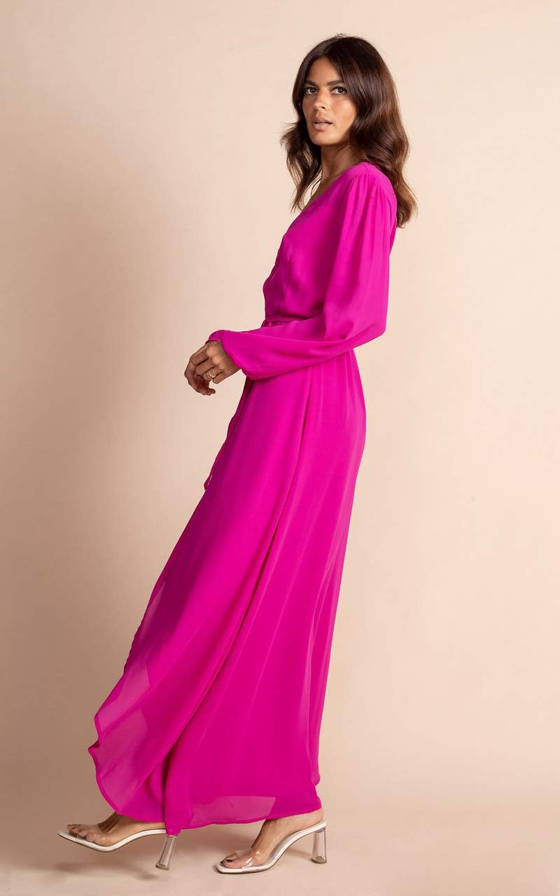 dancing leopard pink maxi wrap dress