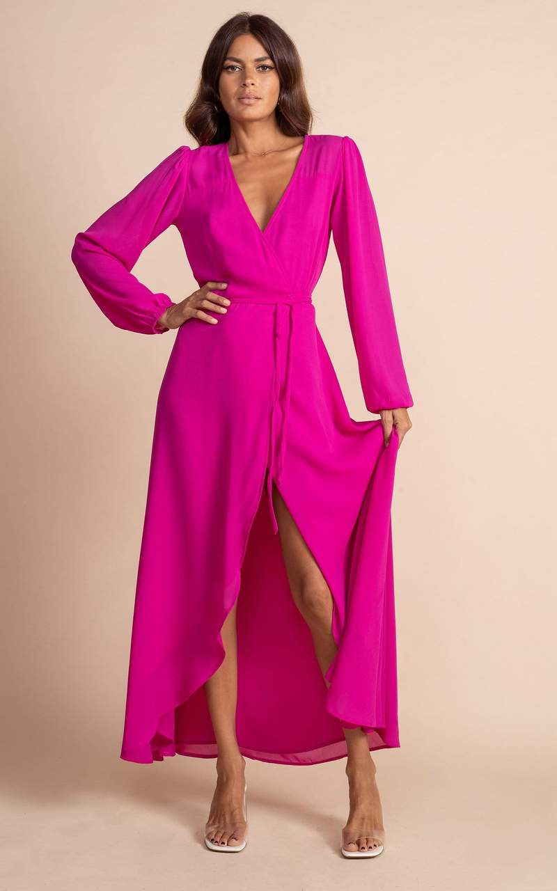 dancing leopard pink maxi wrap dress