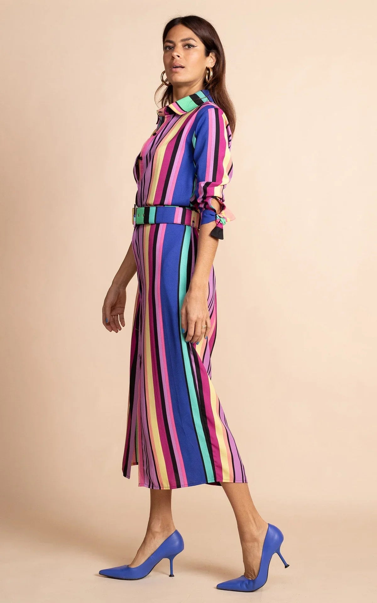 Multi coloured striped dress