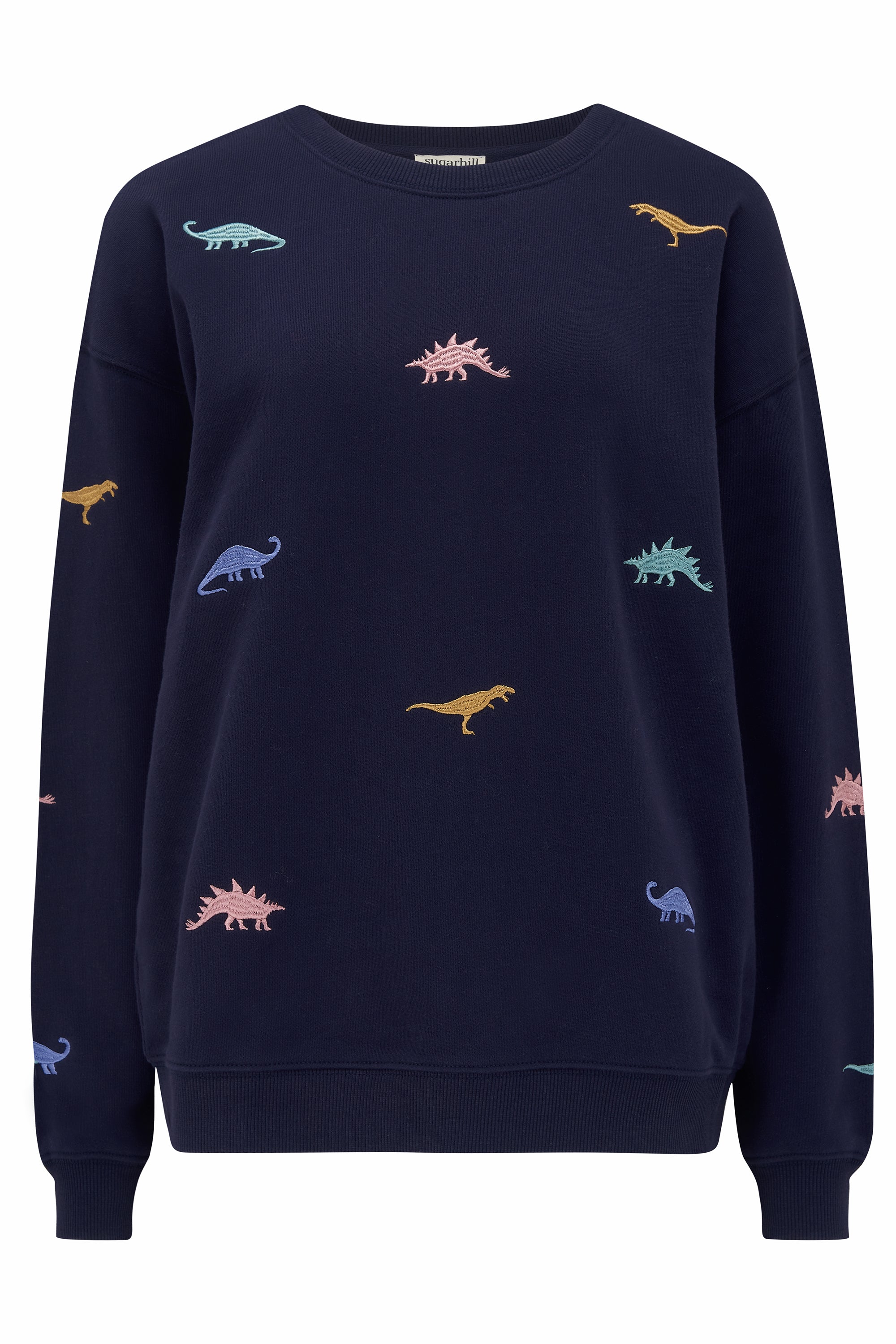 Noah Sweatshirt - Navy, Dinosaur Embroidery