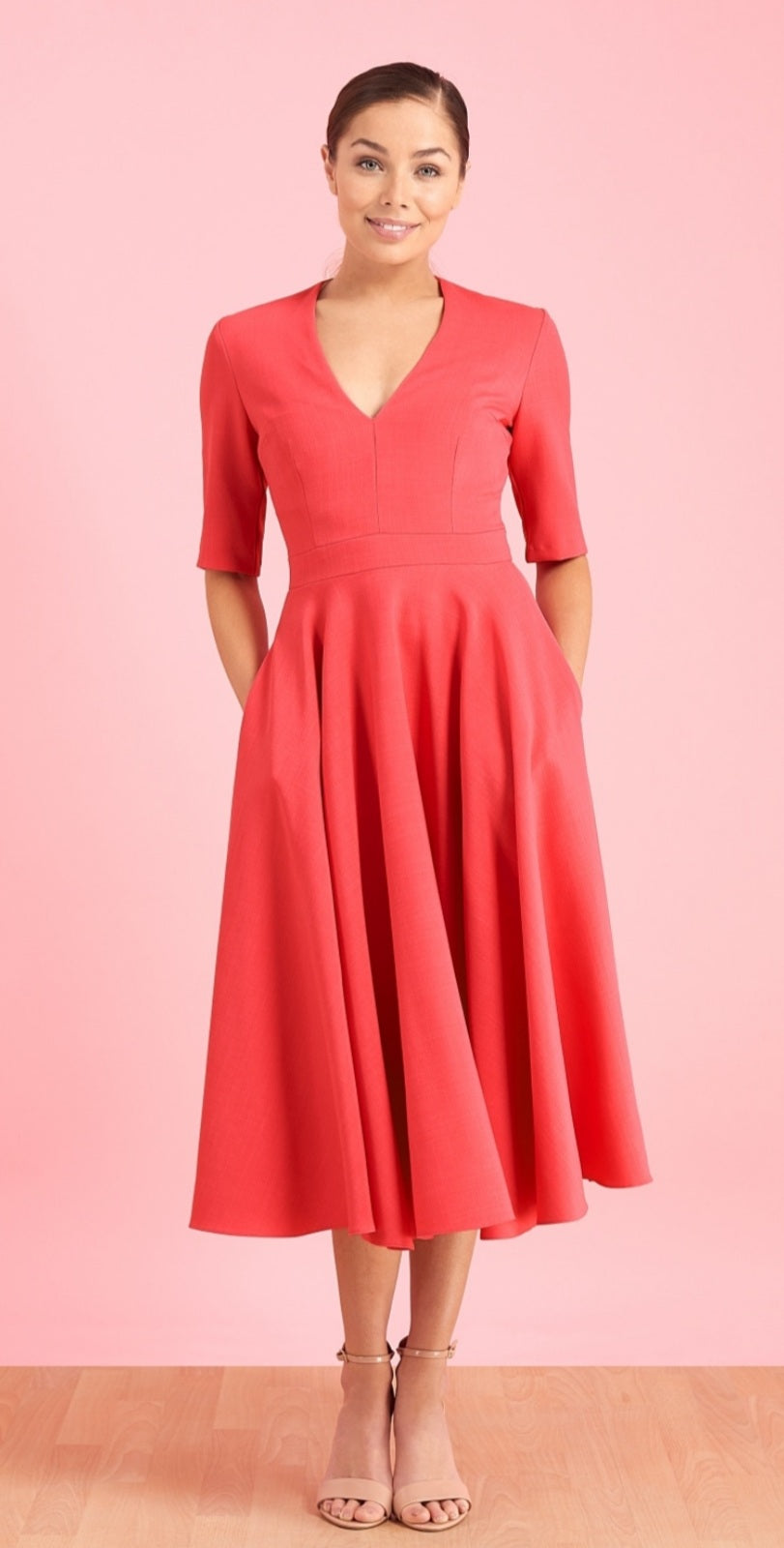 Coral Swing Skirt Dress