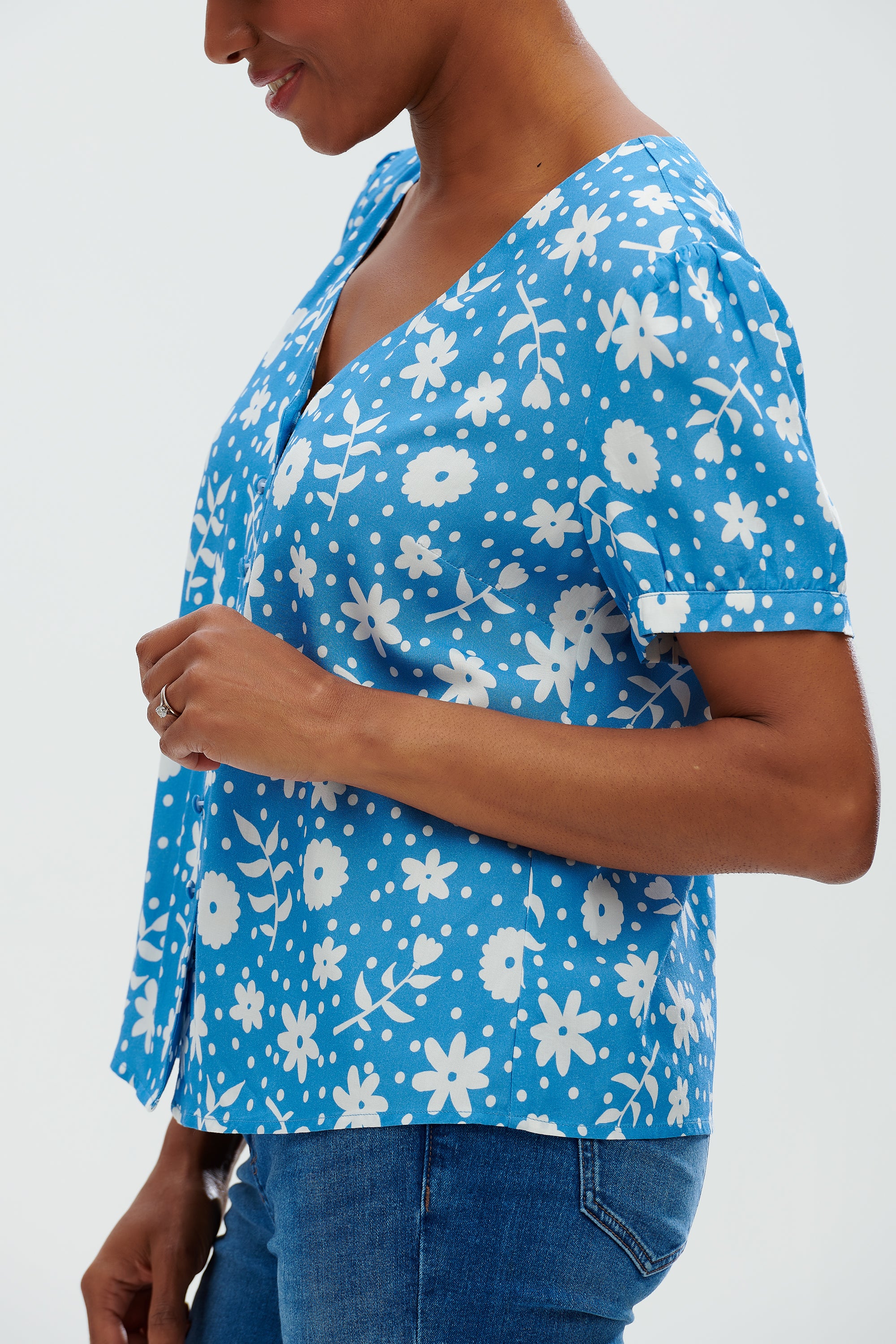 Viola Blouse | Vintage Block Floral (Blue)