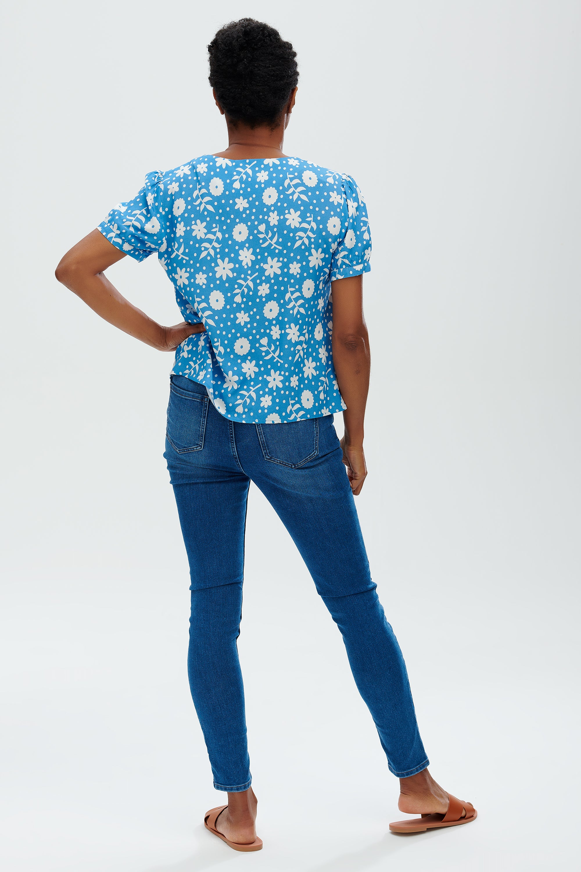 Viola Blouse | Vintage Block Floral (Blue)
