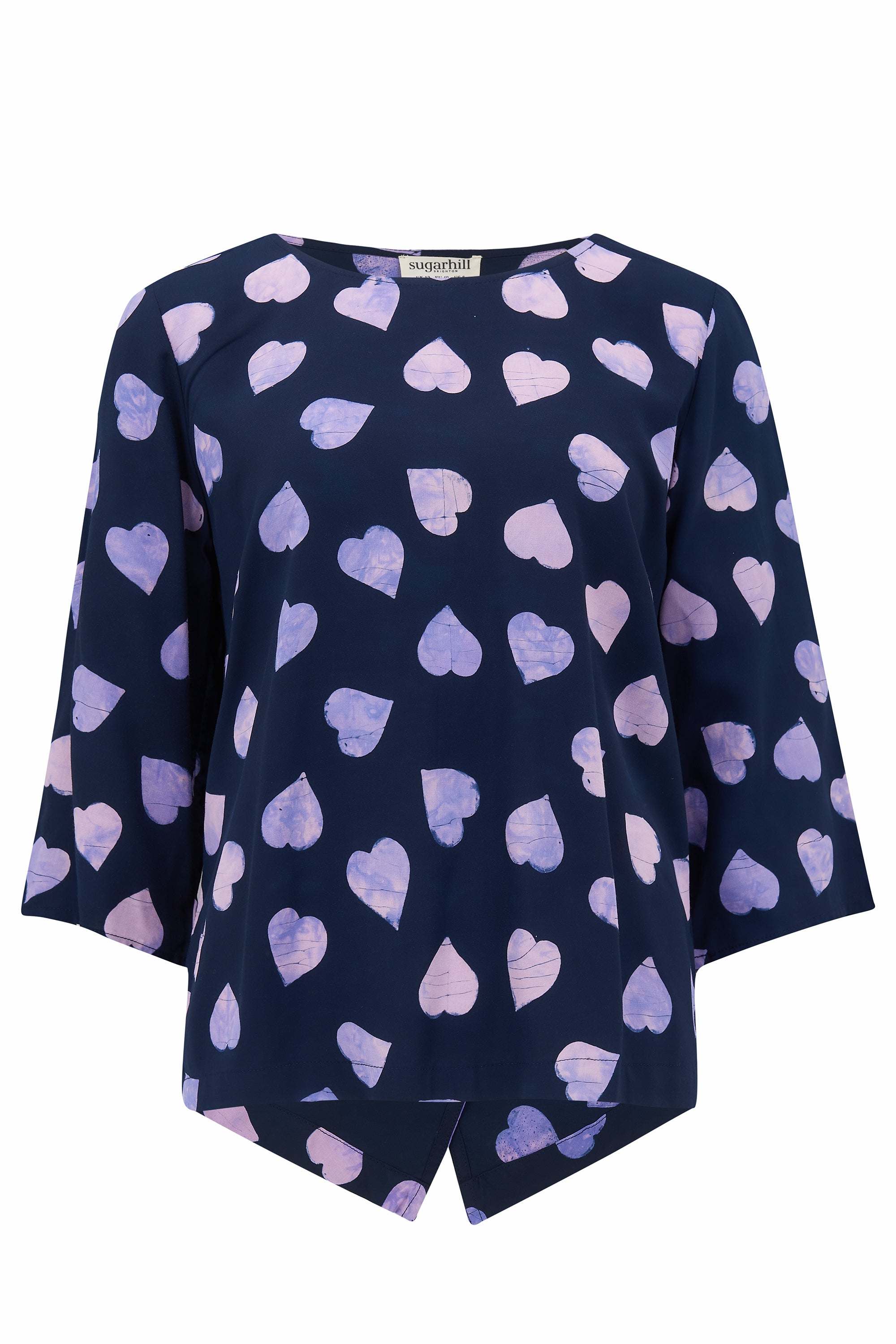 Lexi Batik Top | Big Hearts (Navy/Lilac)