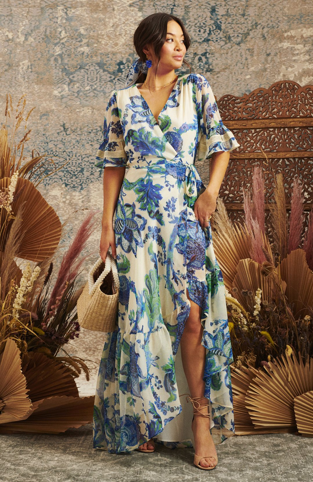 catalina wrap maxi dress Catalina Hope And Ivy Maxi Catalina Hope And Ivy Floral Maxi Dress Catalina Flutter Sleeve