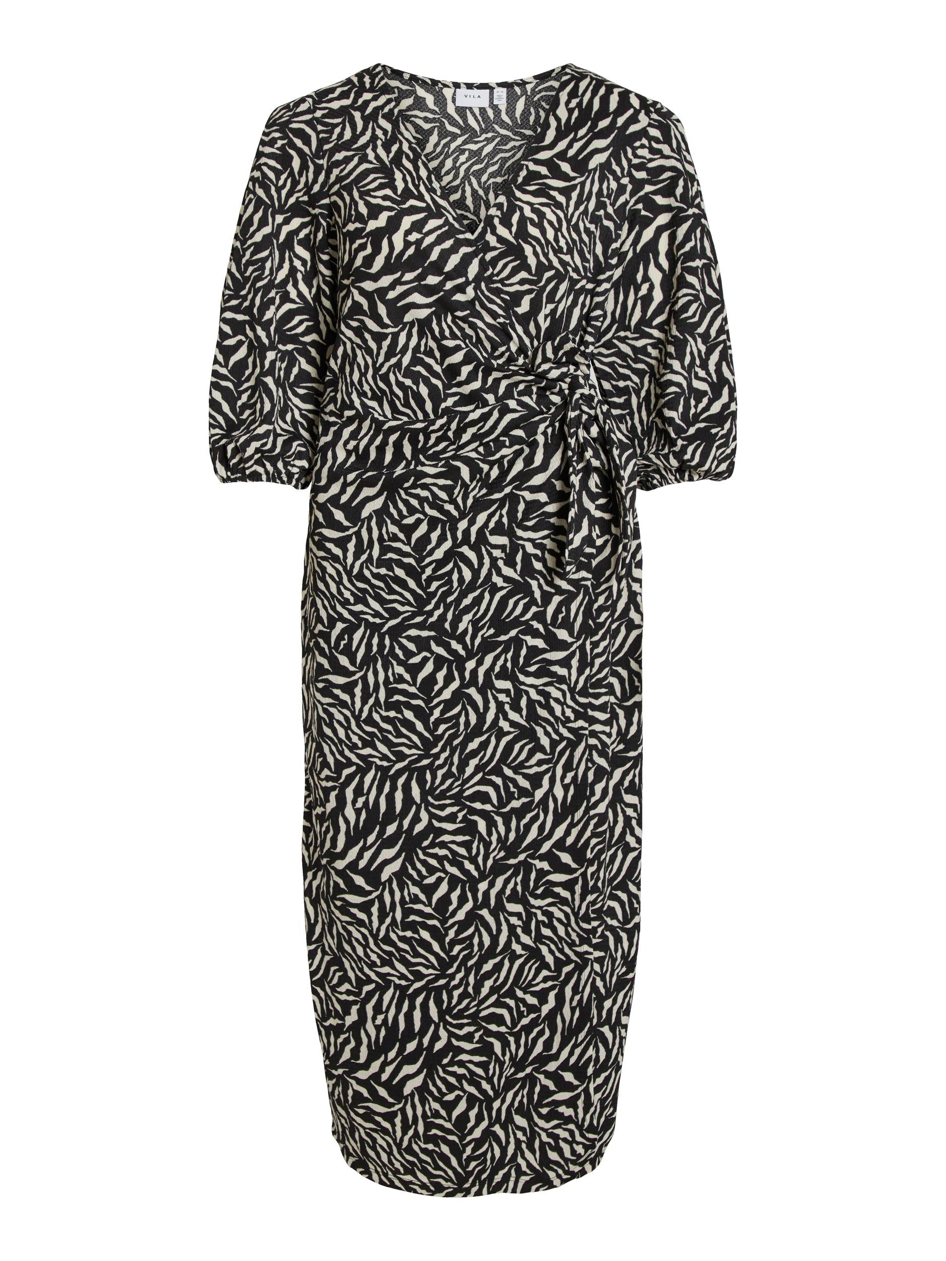 STEFFI WRAP MIDI DRESS(BLACK/ZAFIA)