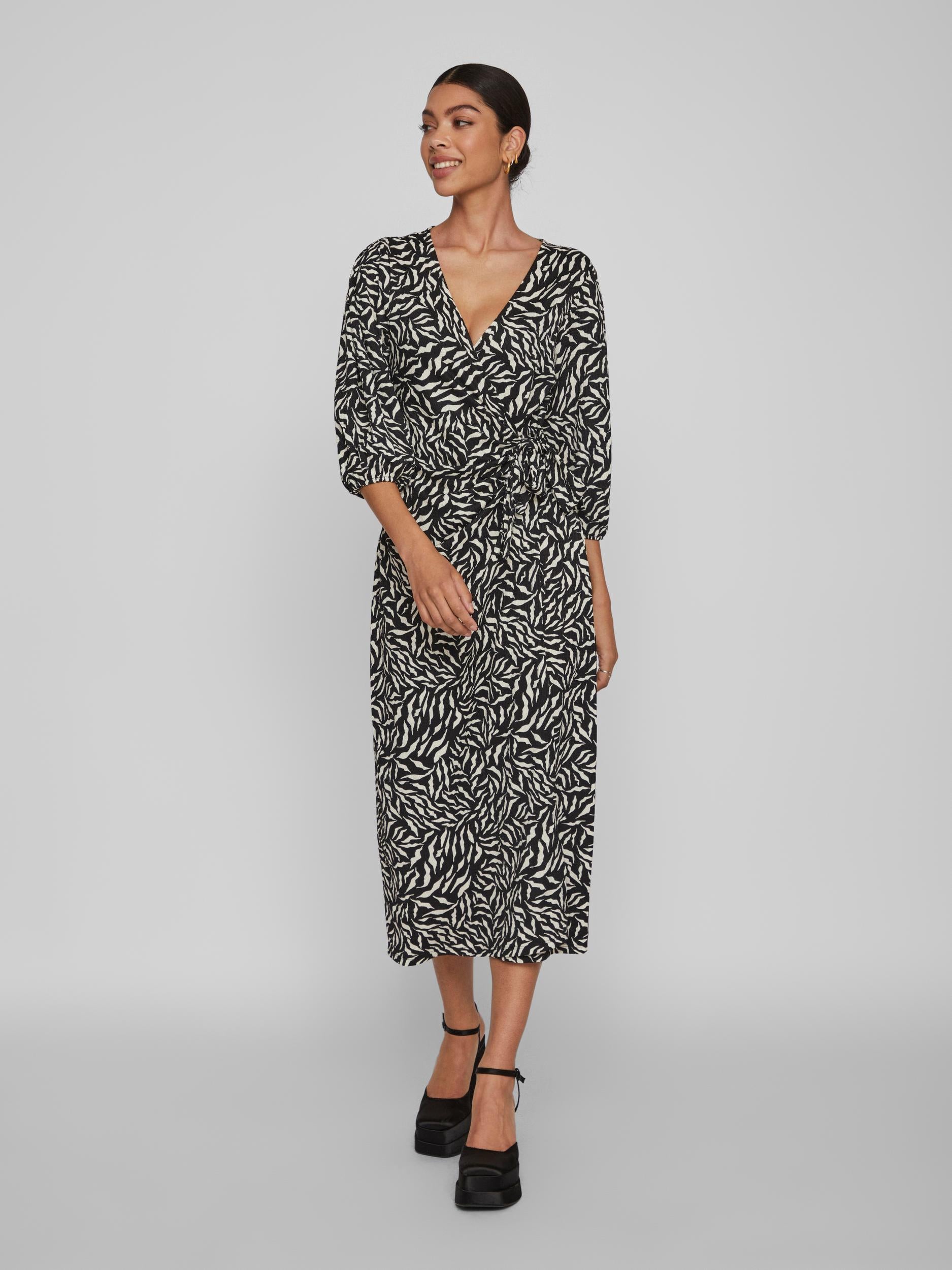 STEFFI WRAP MIDI DRESS(BLACK/ZAFIA)