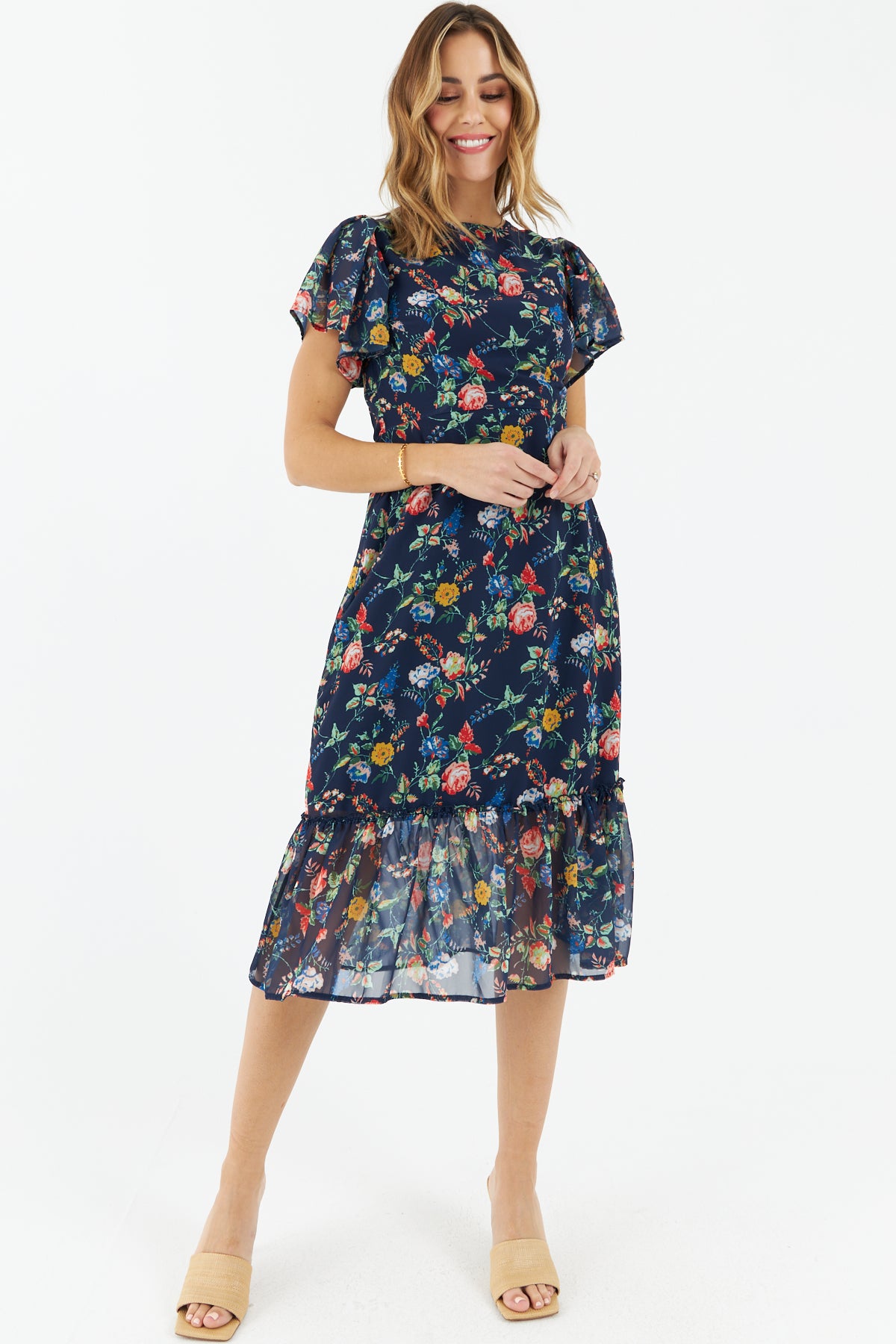 Chia Floral Dress (Navy)