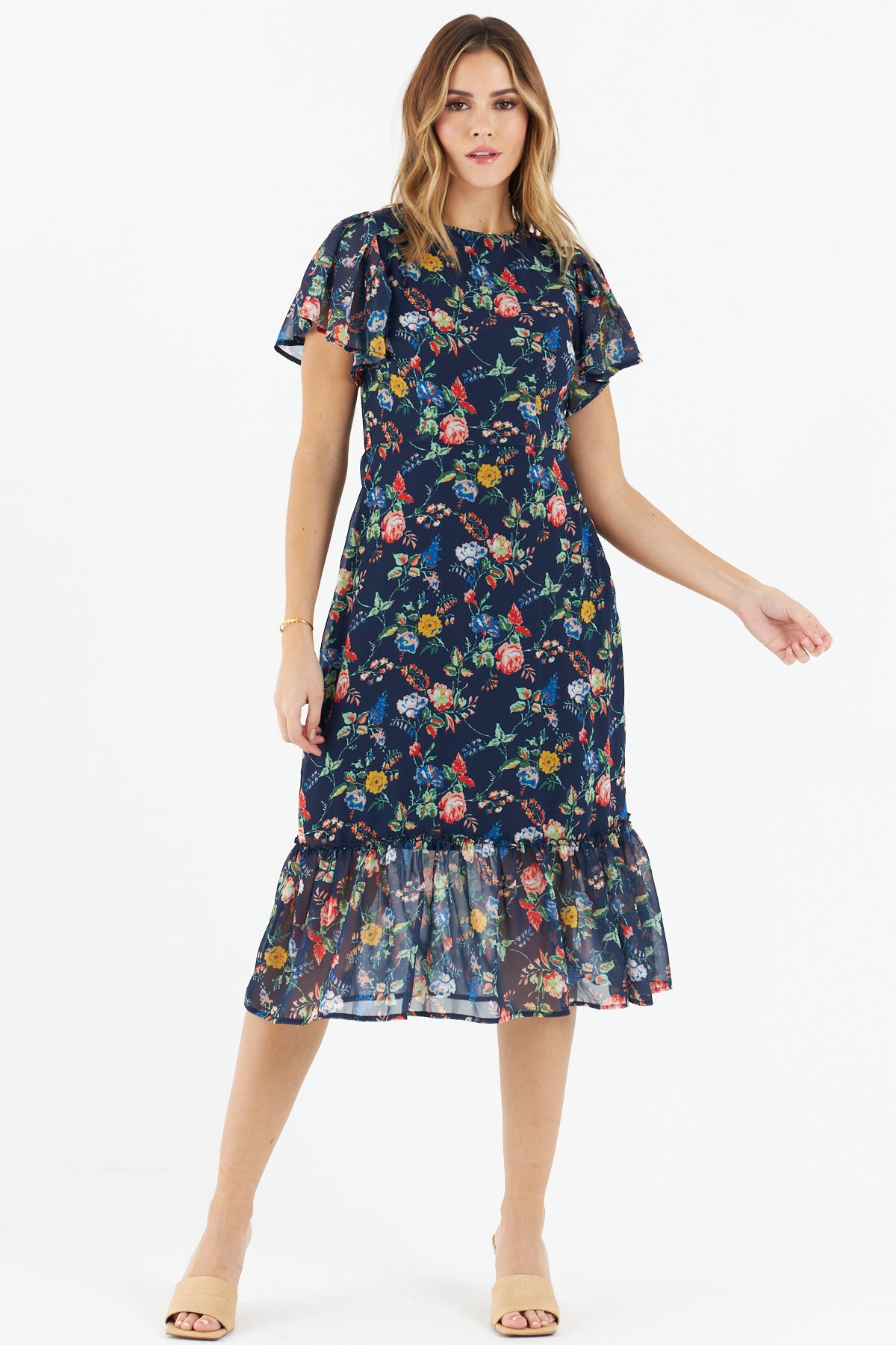 Chia Floral Dress (Navy)
