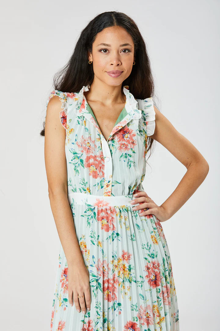 Lilium Long Pleated Dress (White)