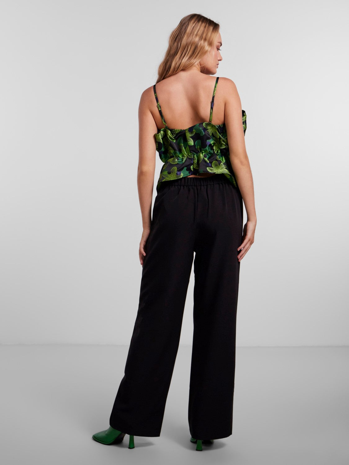 Inna Bandeau Frill Top (Green Flash FLOWERS)