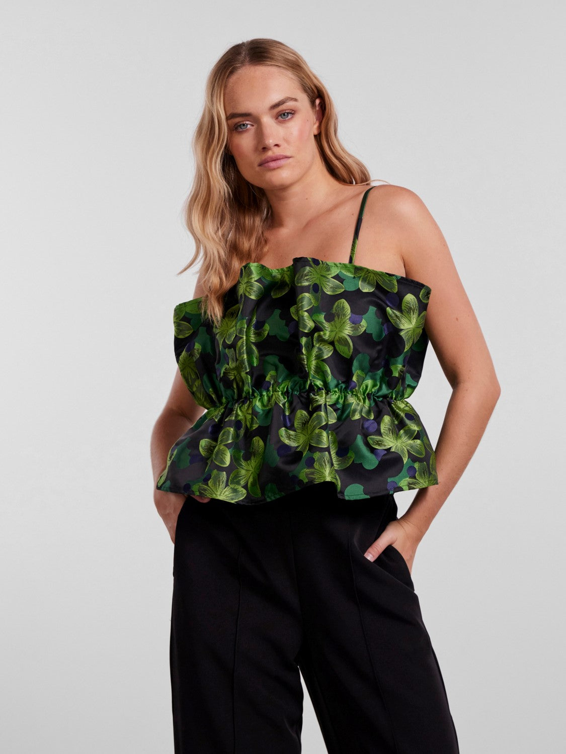 Inna Bandeau Frill Top (Green Flash FLOWERS)