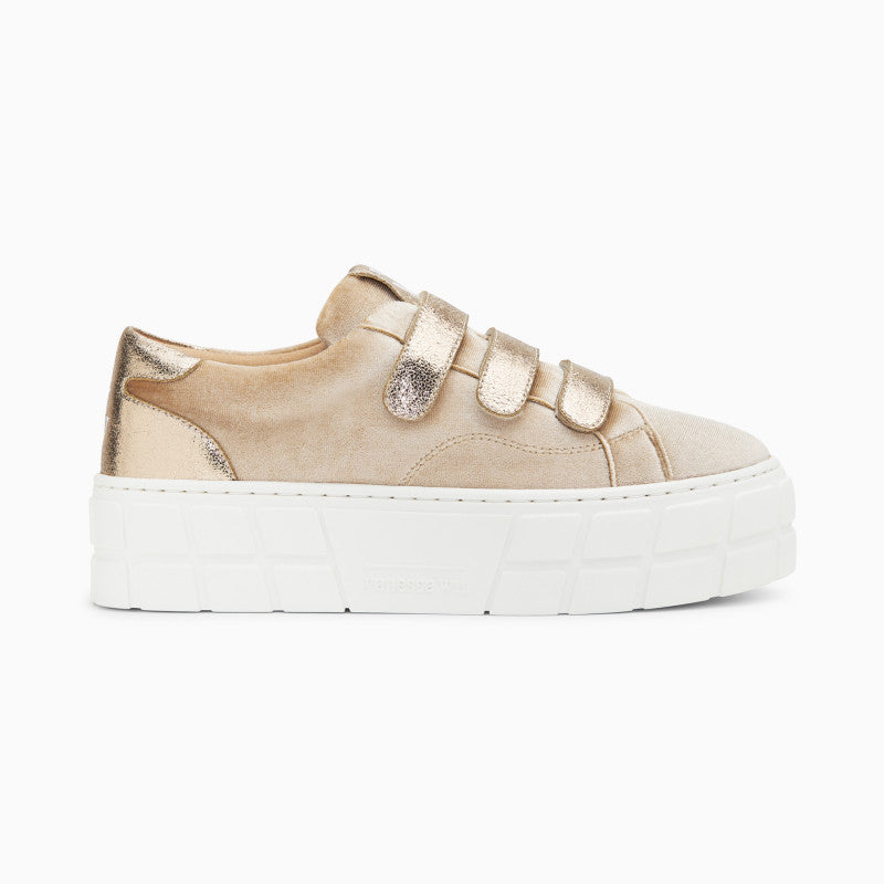 Monica Platform Sneakers (Gold/Beige)