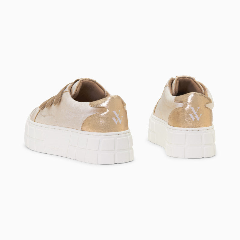 Monica Platform Sneakers (Gold/Beige)