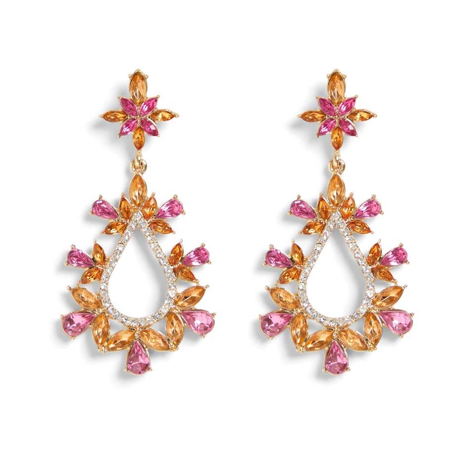 BELLE BRIDAL EARRINGS (GOLD & ROSE)