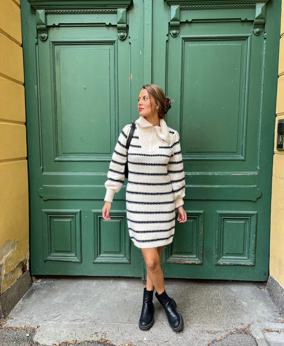 Nadine Half Zip Dress (Buttercream/Sky Captain)