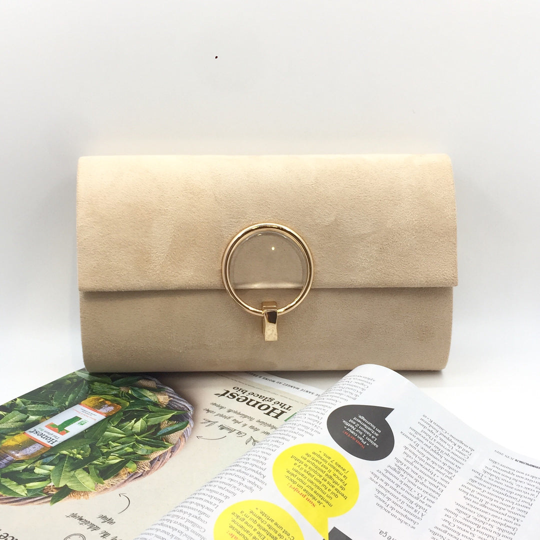 Sara Suede Clutch Bag (Beige) Love Cherish Accessories
