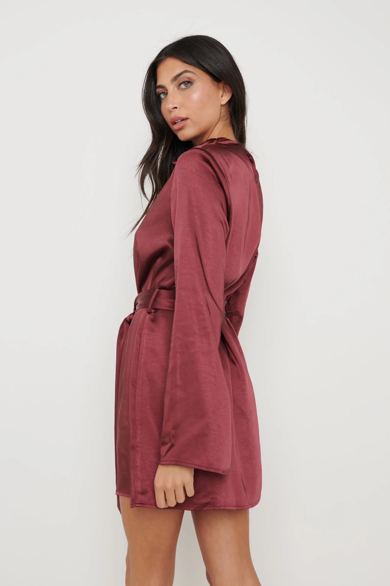 Jayda Cowl Neck Dress (Wine)