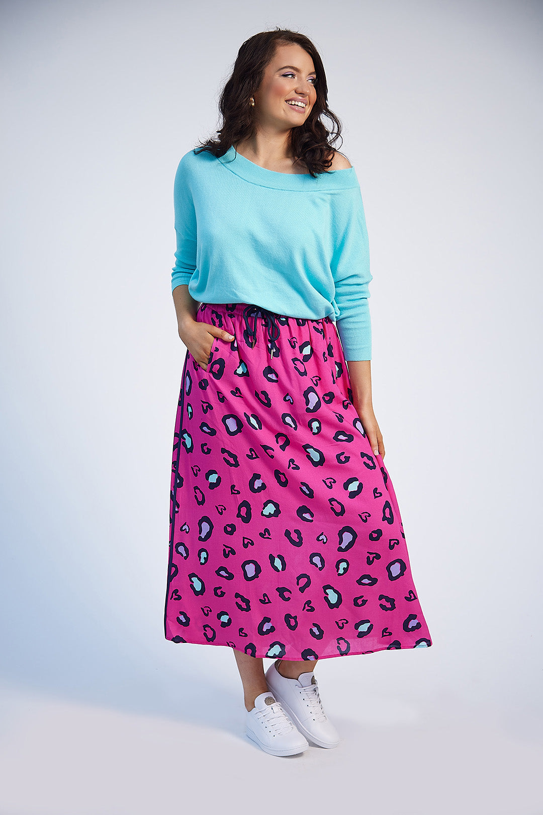 Rachel Maxi Skirt (Pink Print)