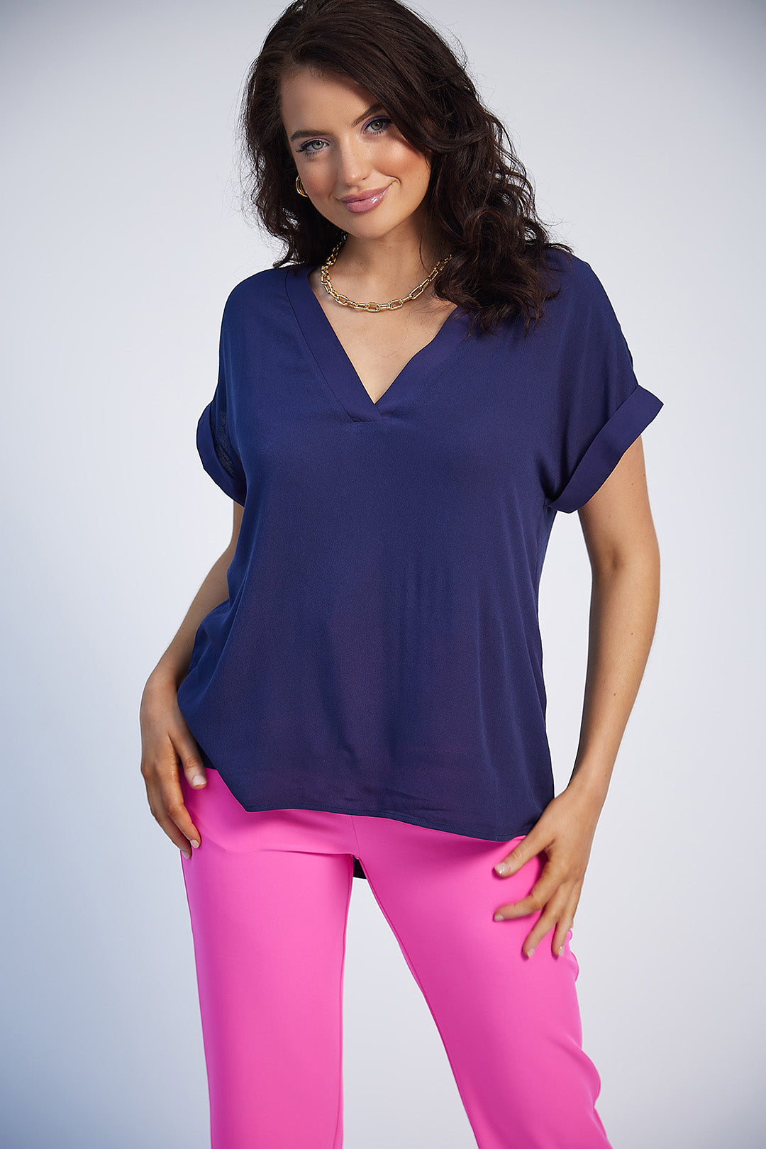 Saoirse V-Neck Top (Navy)