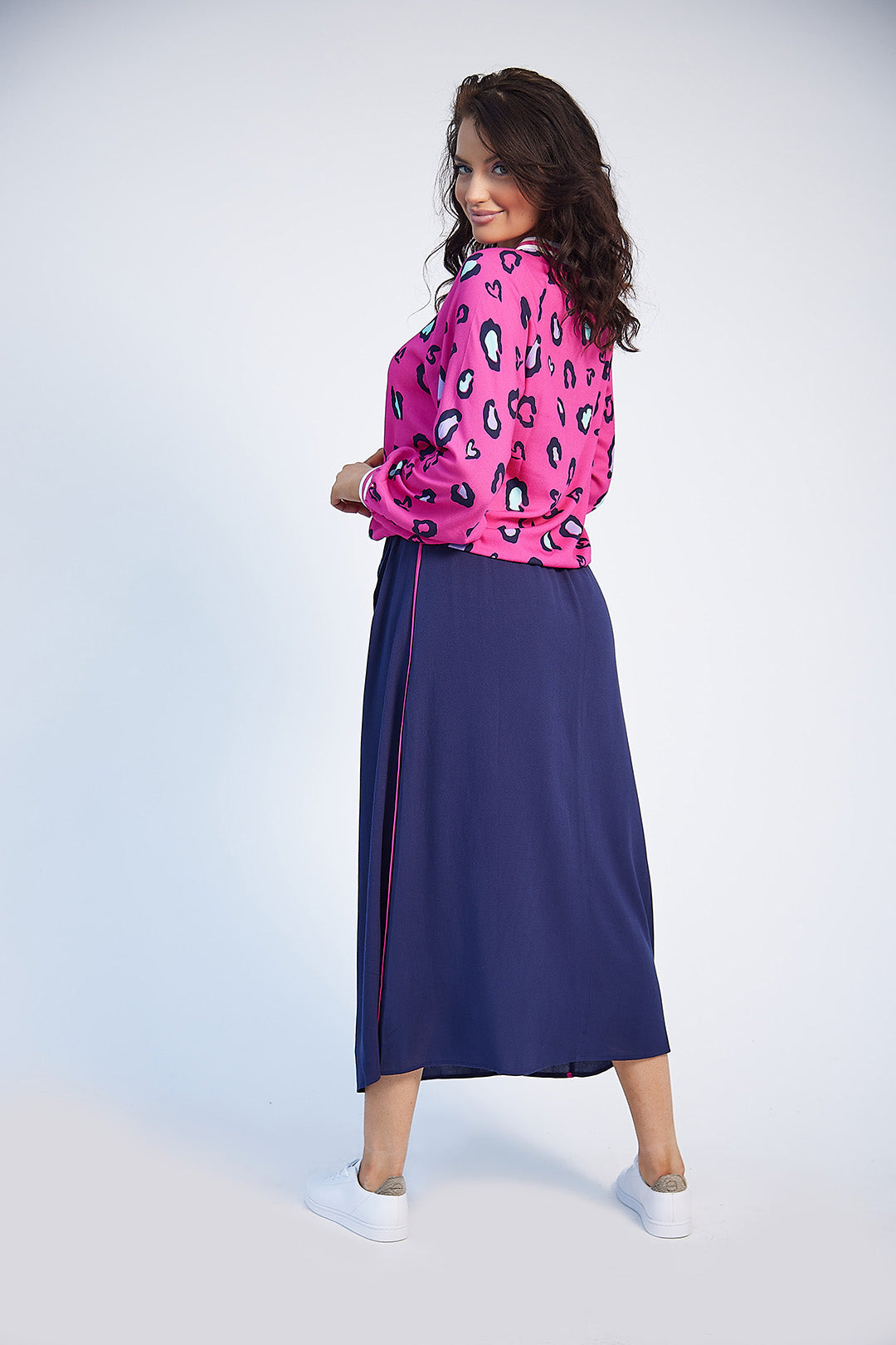 Rosie Crew Neck Top (Pink Print)