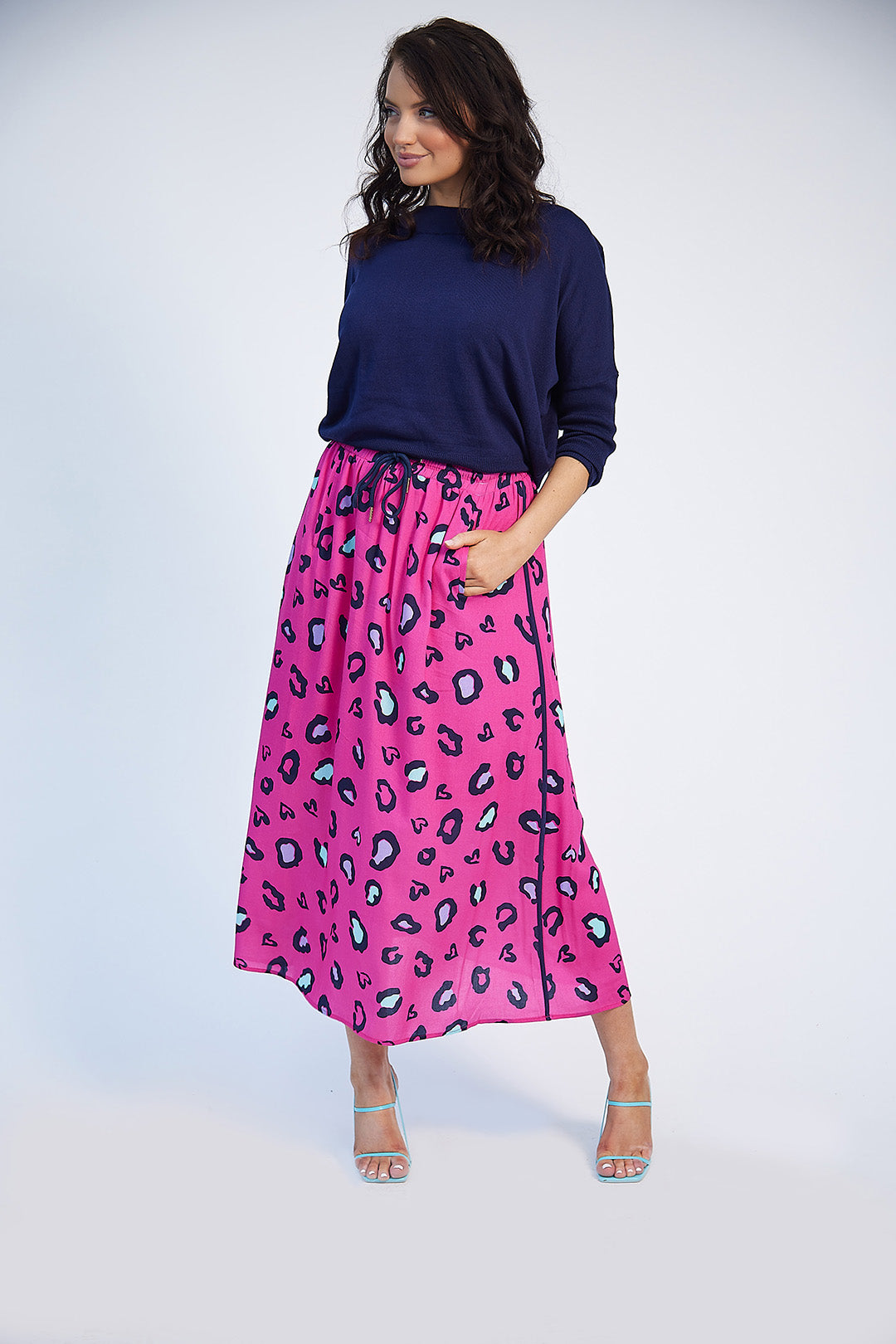 Rachel Maxi Skirt (Pink Print)