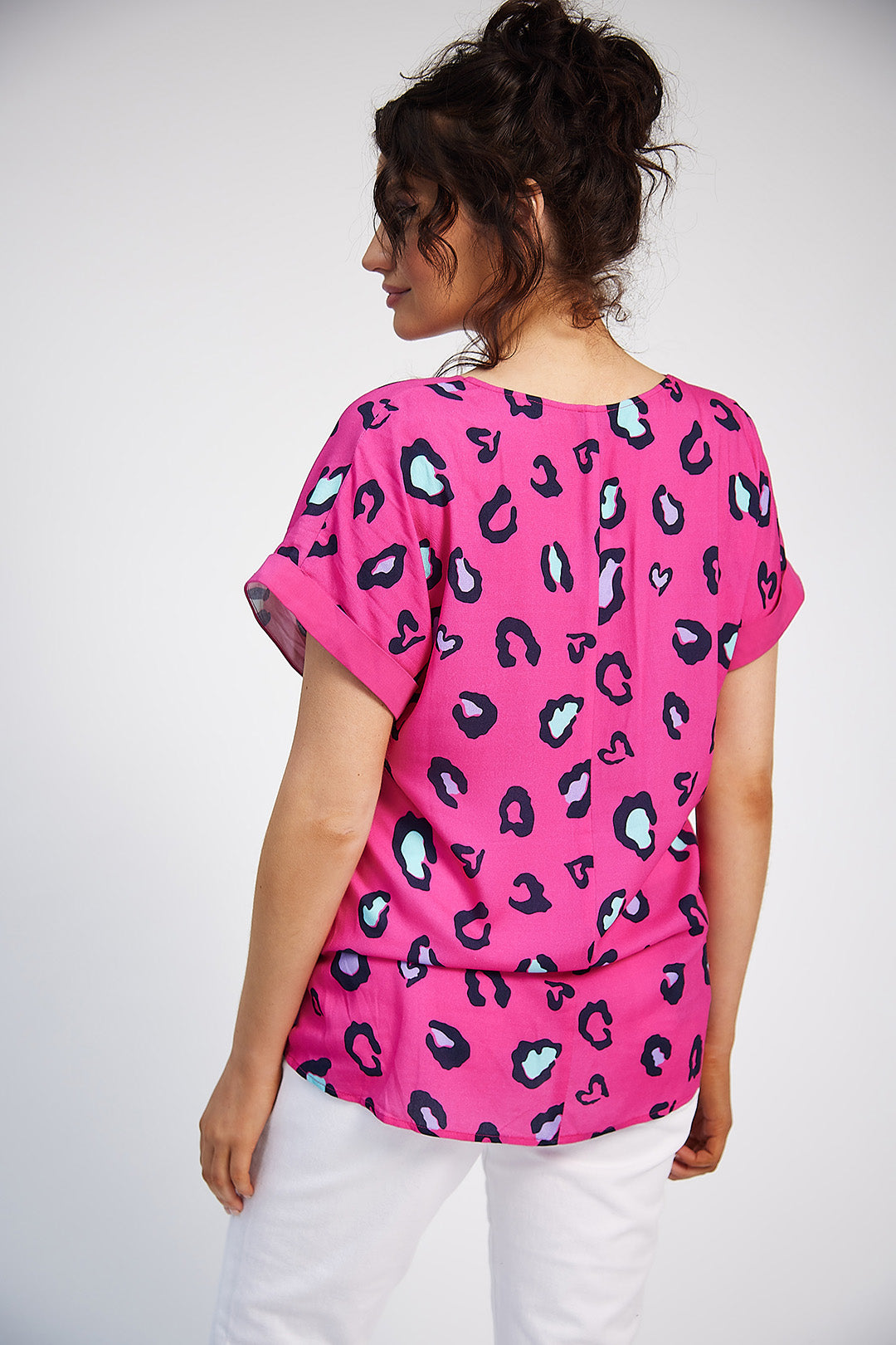 Saoirse V-Neck Top (Pink Print)