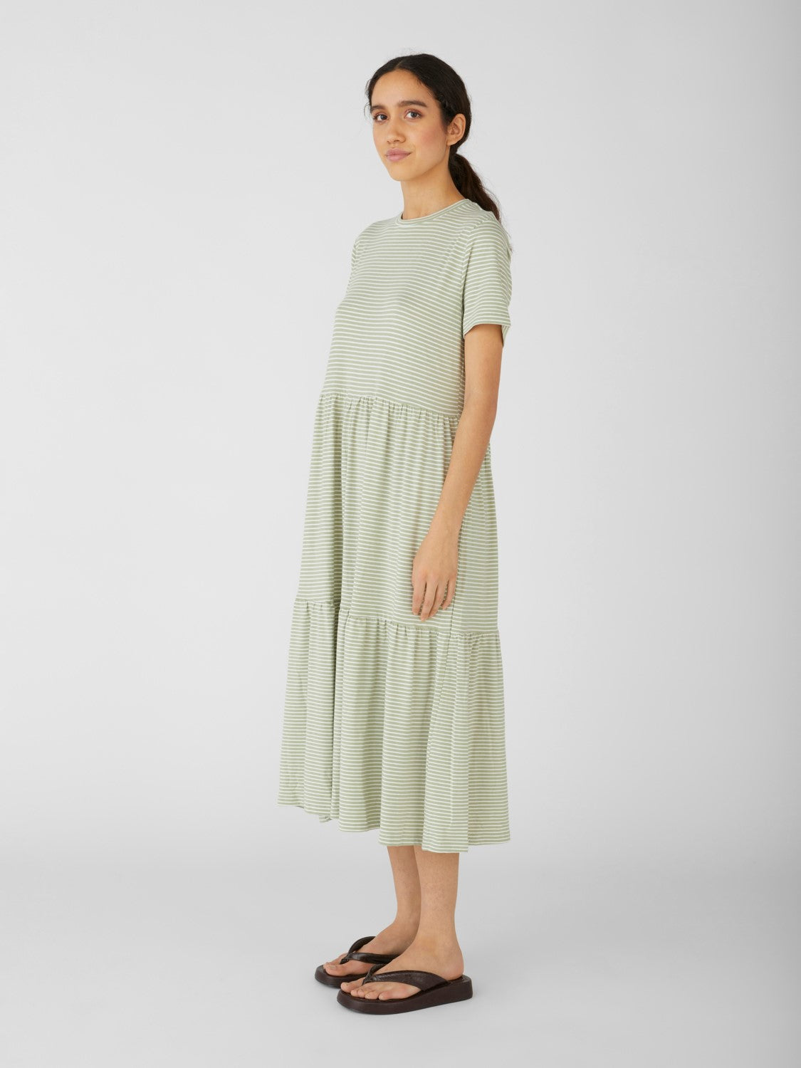 Stephanie Smock Dress (Seagrass/White)