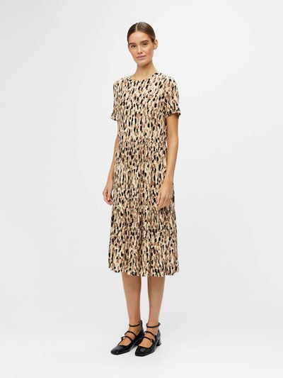 STEPHANIE SHORT SLEEVE DRESS (SANDSHELL ABSTRACT)