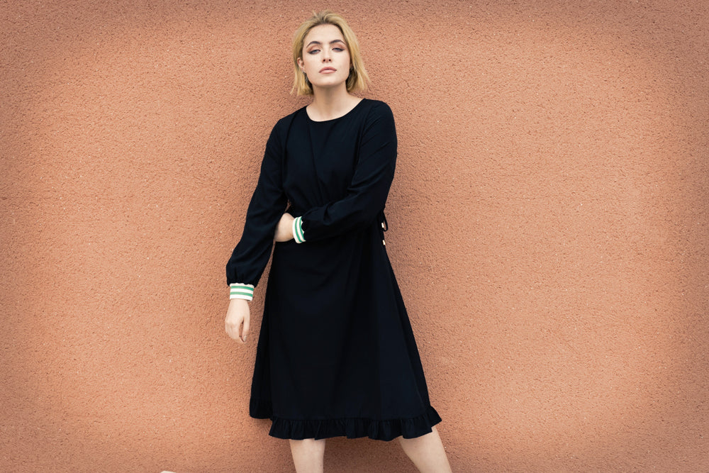 OH MOLLY Black Midi Dress