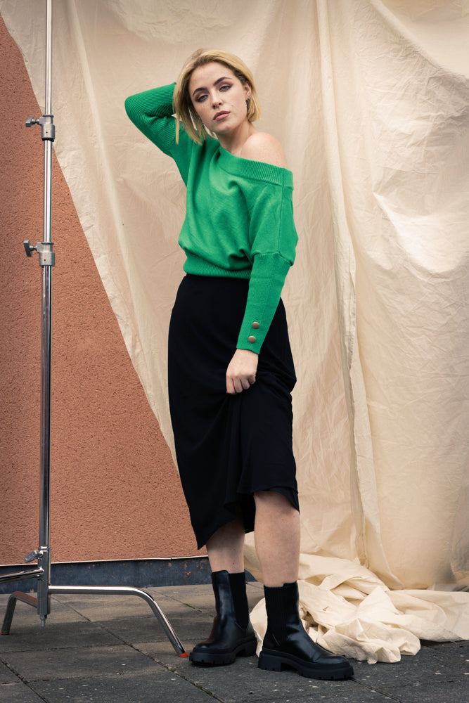 OH MOLLY Black Midi Skirt