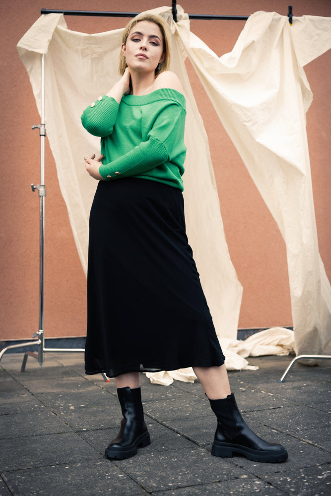 OH MOLLY Black Midi Skirt