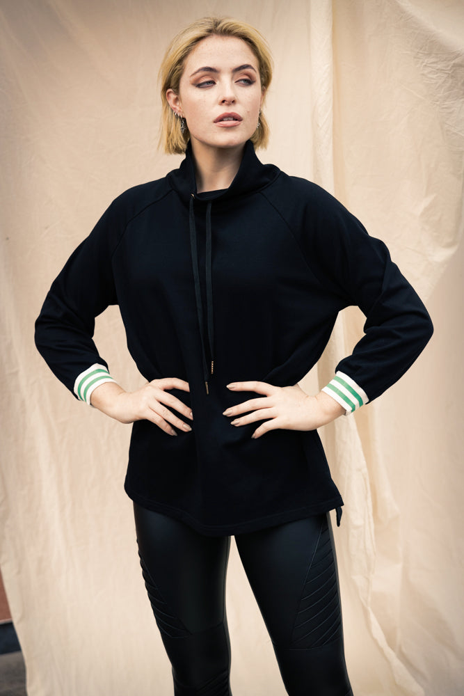 OH MOLLY Cowl Neck Sweater Black