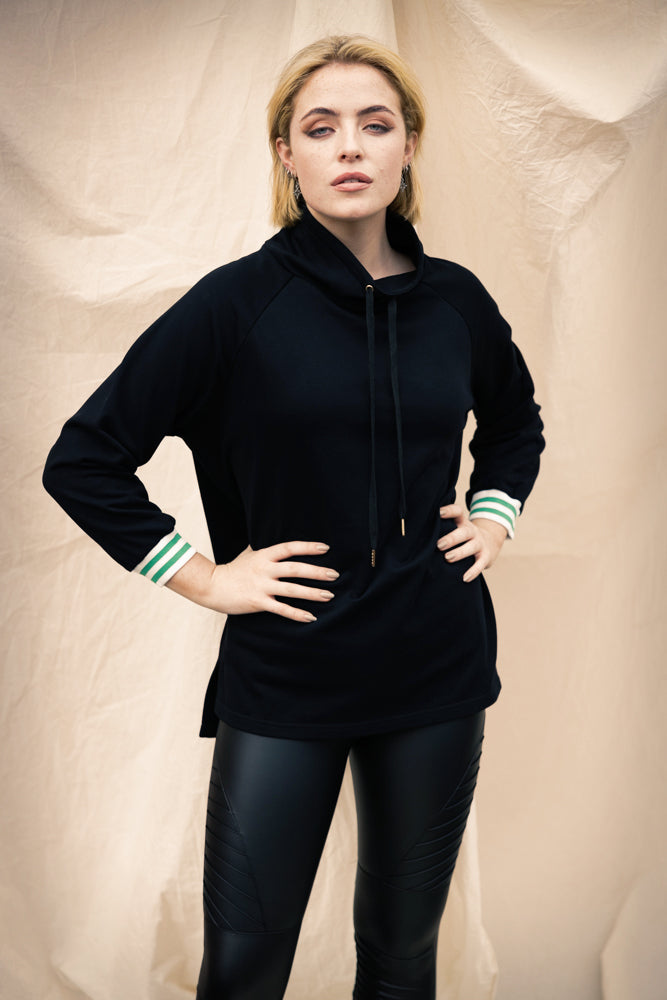 OH MOLLY Cowl Neck Sweater Black