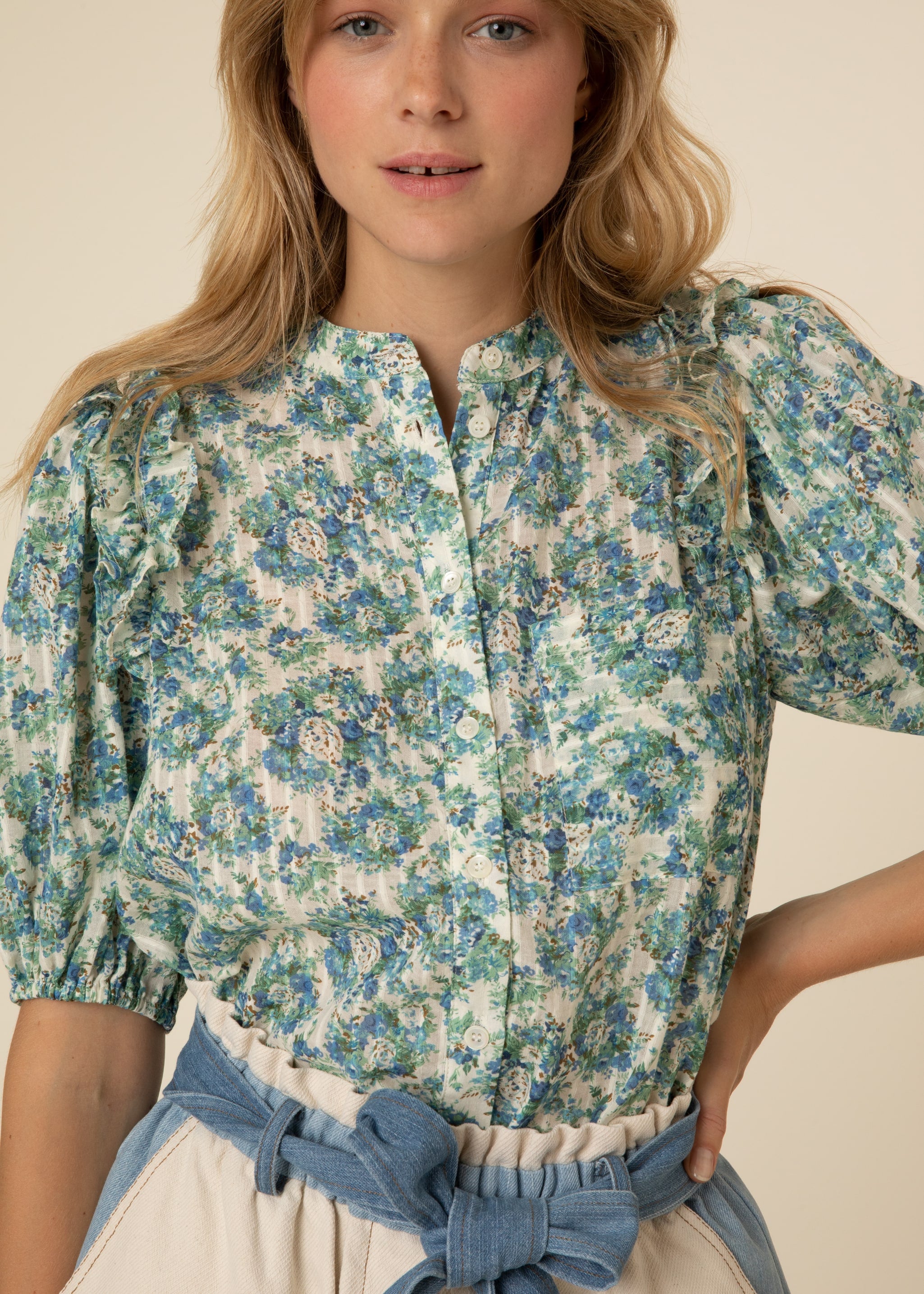 FRNCH Puff Sleeve Shirt