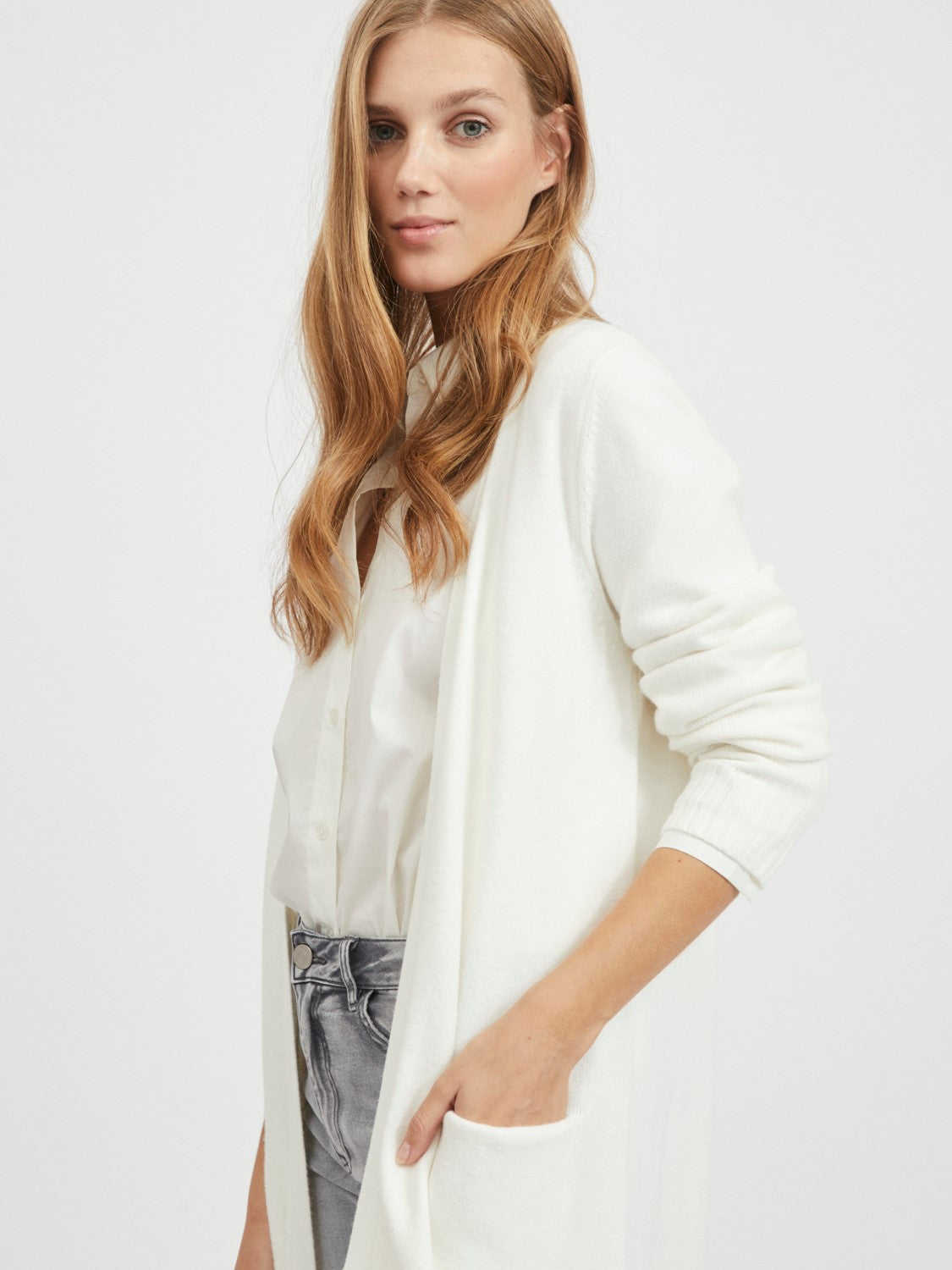 Sian Longline Cardigan (White)