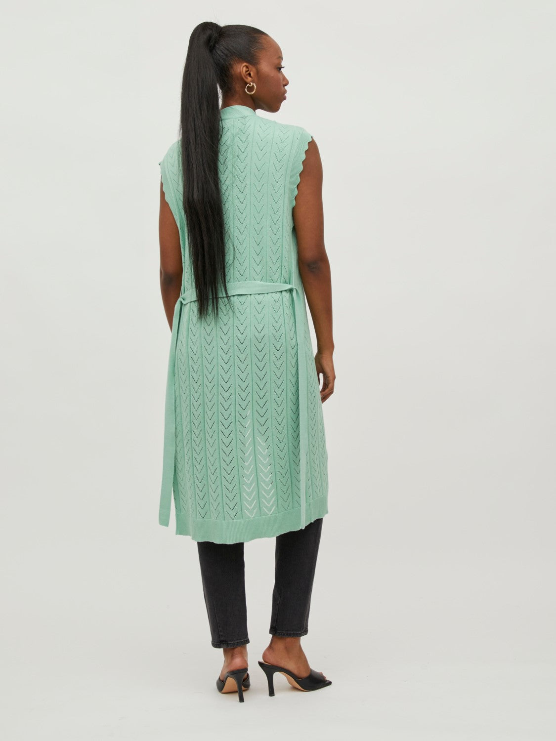 Shelley Long Knit Vest (Grayed Jade)