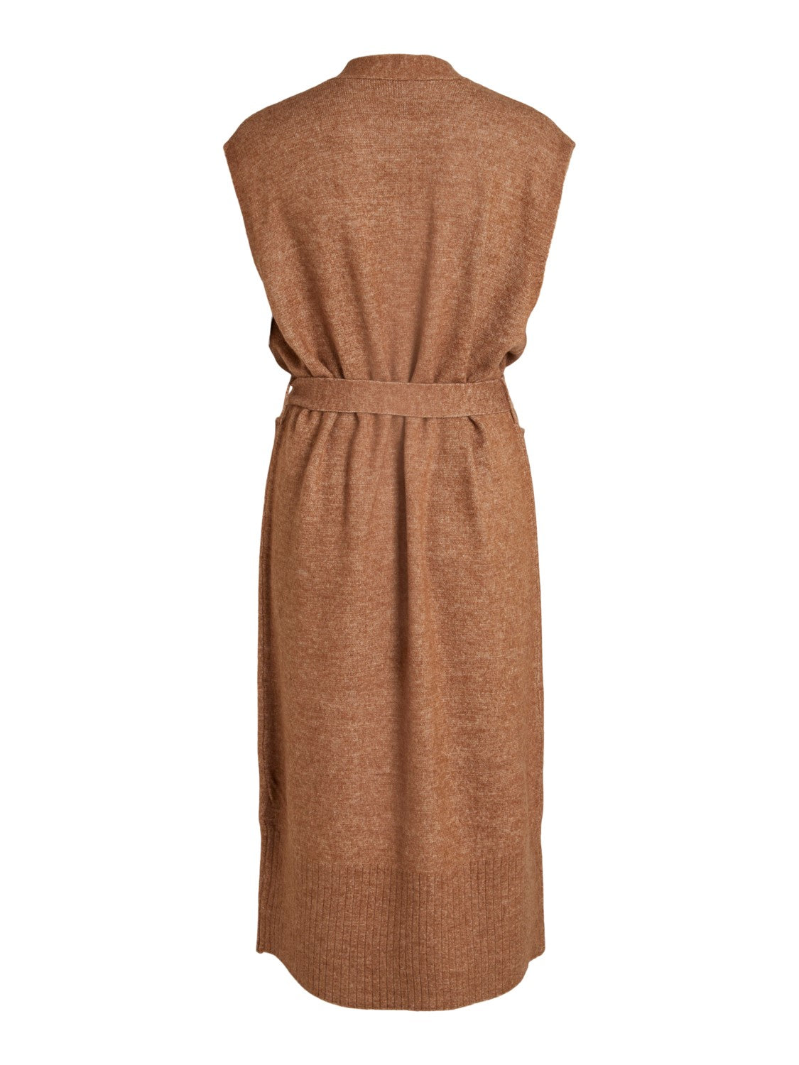 Vicalia Belted Long Knit Vest (Toasted Coconut)