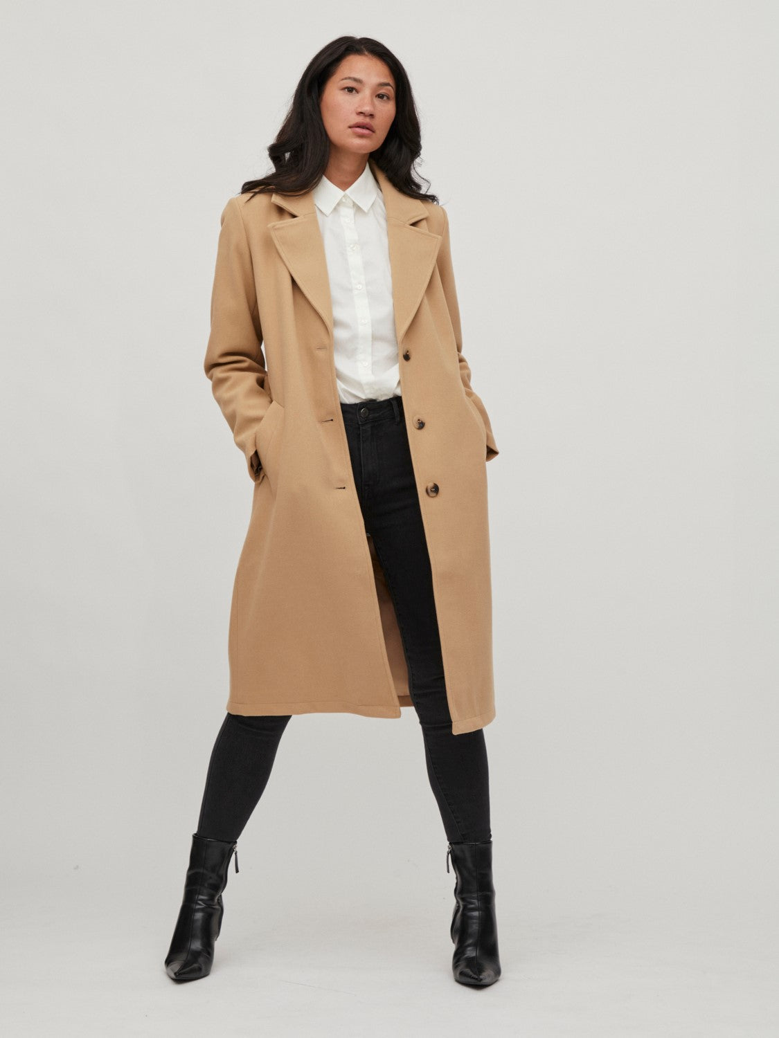 Poko Long Belted Coat (Sesame)