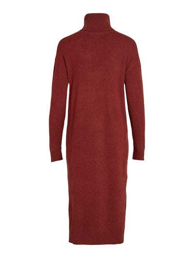 Viril Roll Neck Midi Dress (Fired Brick)