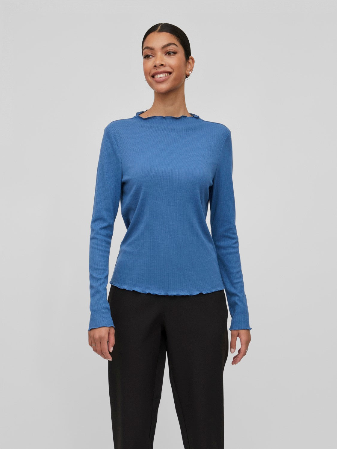 Ania Funnel Neck Top (Federal Blue)