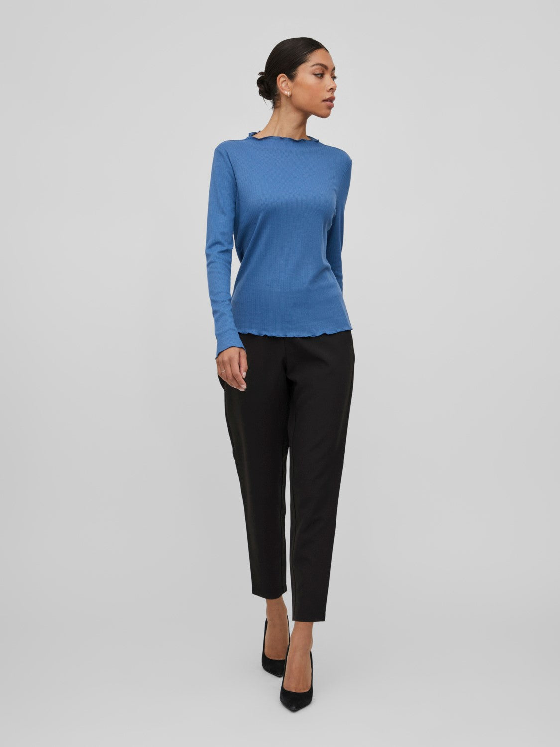 Ania Funnel Neck Top (Federal Blue)