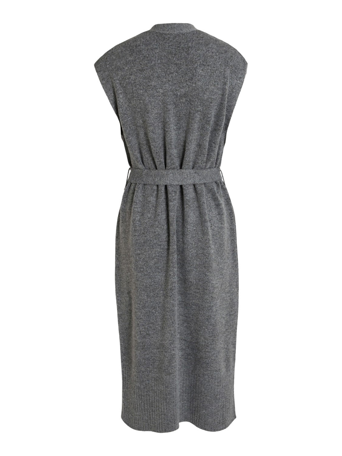Vicalia Belted Long Knit Vest (Medium Grey Melange)