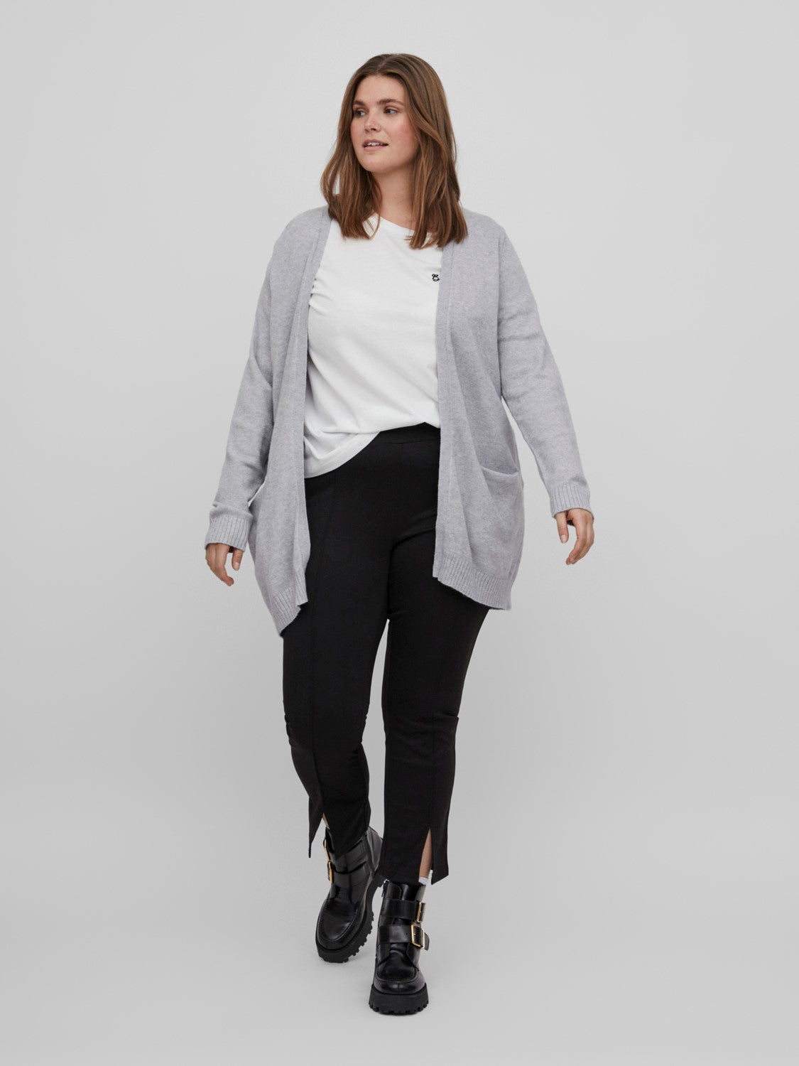 Viril Open Knit Cardigan (Light Grey Melange)