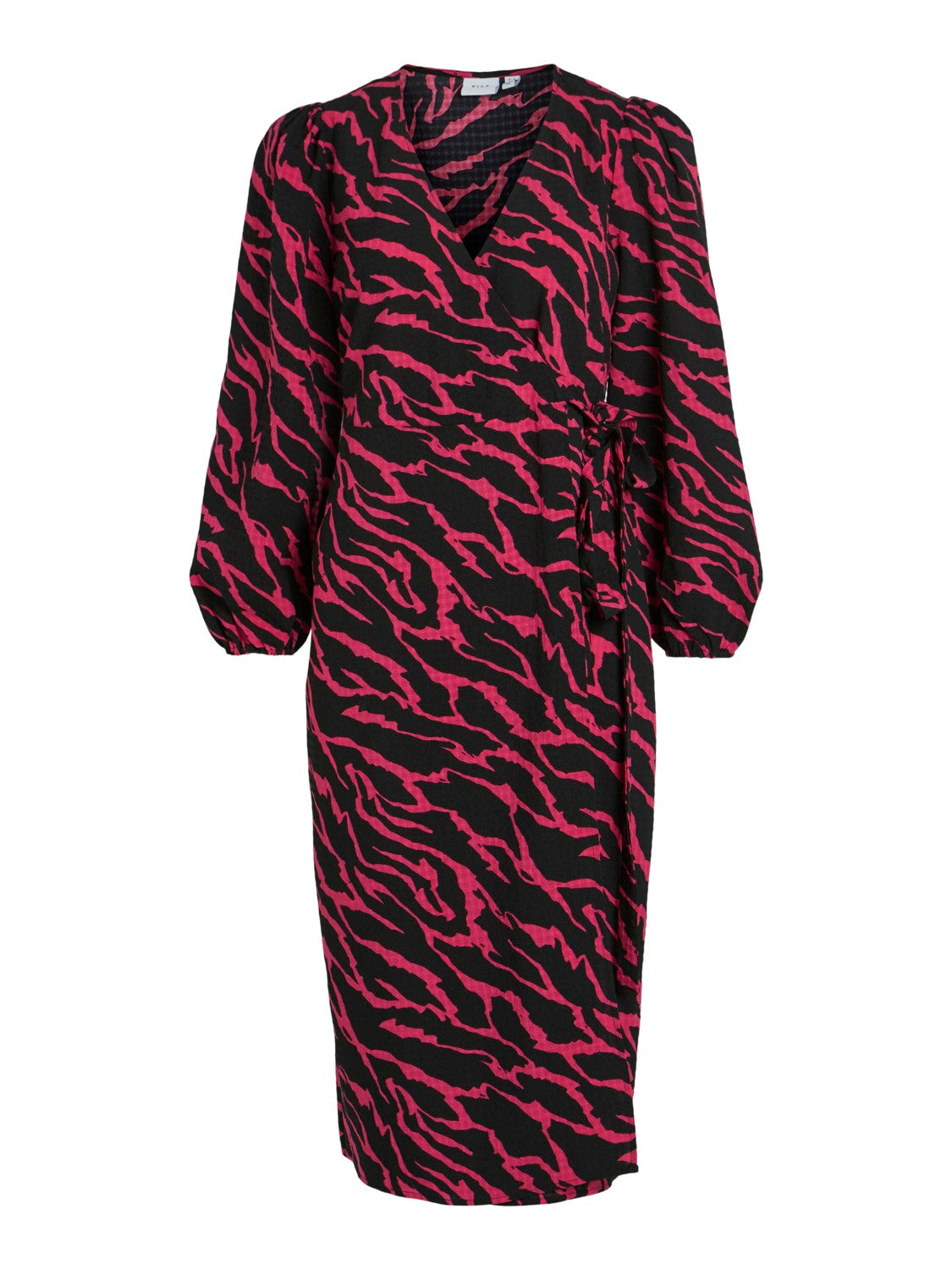 Molly Wrap Midi Dress (Black/Pink)
