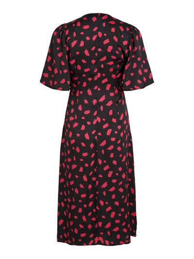 Rita Midi Dress (Black & Raspberry)
