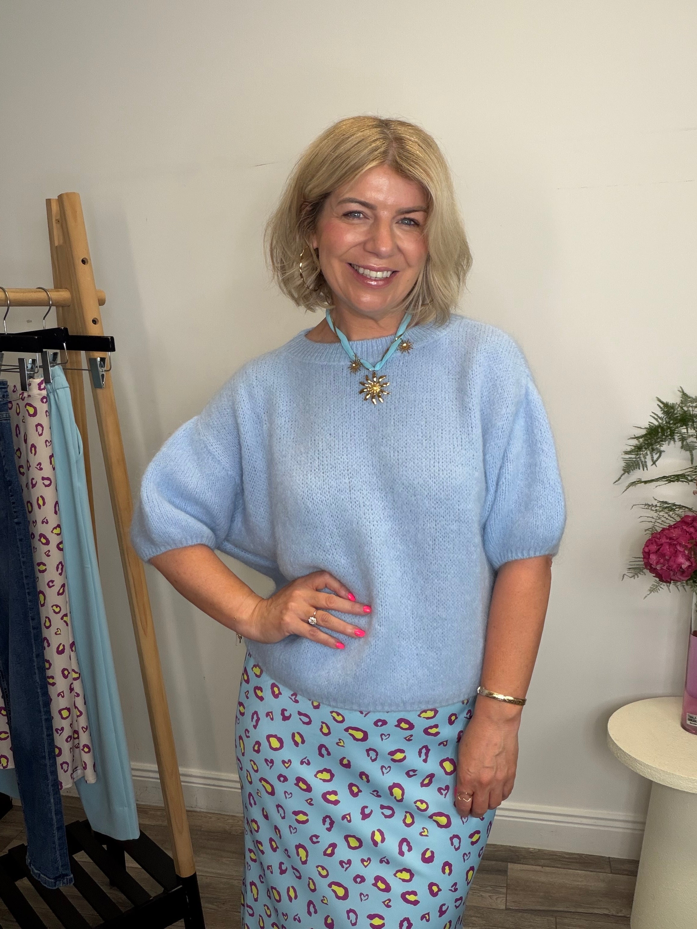 Isla Short Sleeve Jumper (Blue)
