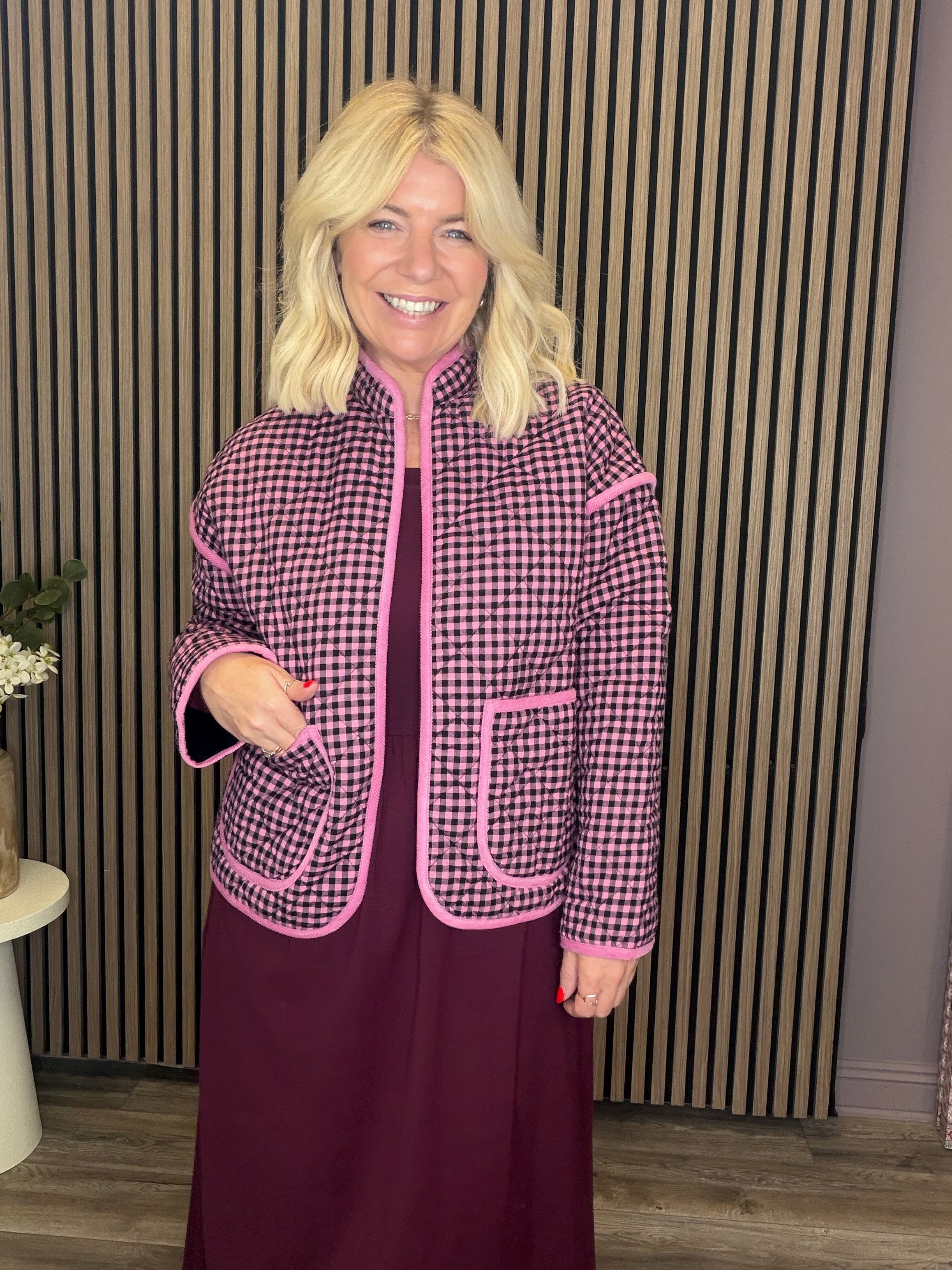Elowen Quilted Jacket (Rose/Gingham)