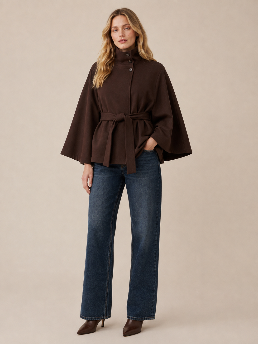 Katelyn Cape Jacket (Hot Fudge)